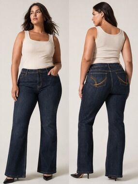 Dark Wash Bootcut Jeans Plus Size 18P Stretch Denim Classic Y2K Casual